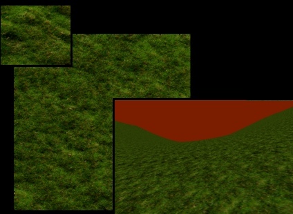 Image quilting is used to take a small sample of moss and make a large quilt, from which wang tiles are generated to tile a landscape.